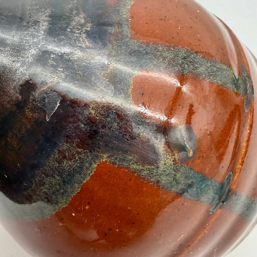 B Carroll Studio Pottery Weed Pot Vase Rust Brown Drip Glaze Ceramic Signed - Picture 7 of 11
